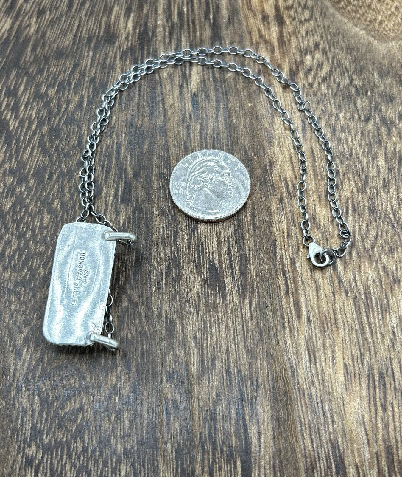 Navajo Handmade Sterling Silver Kingman Turquoise Bar Necklace 16”