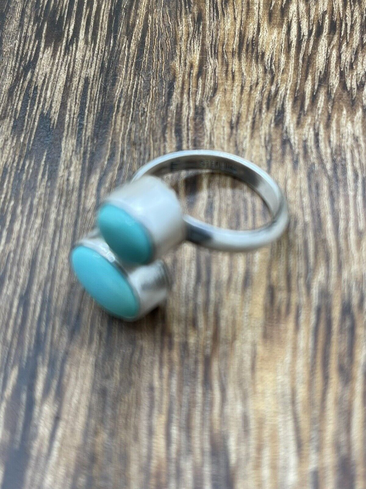 Native American Navajo Handmade Sterling Silver Turquoise Adjustable Ring 6 To 8