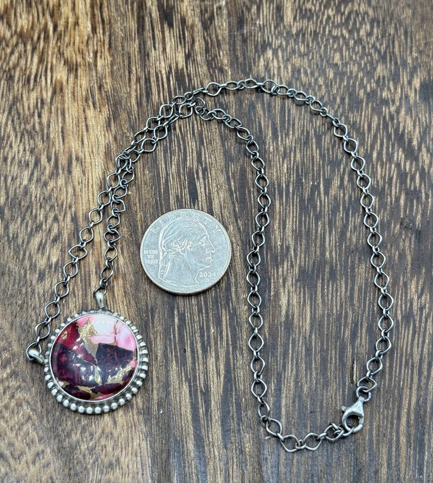 Native American Navajo Handmade Sterling Silver Dahlia Rose Bar Necklace 18”