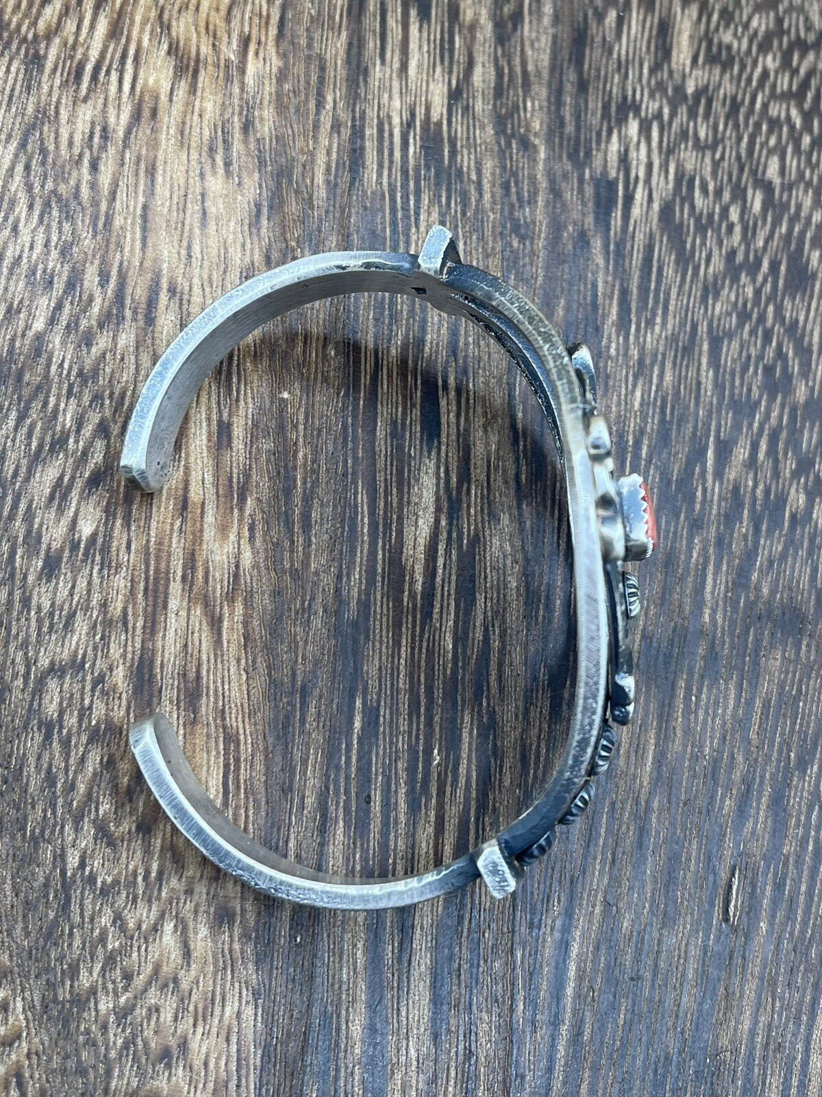 Native American Silver Navajo Handmade Red Spiny Oyster Old look Naja Bracelet