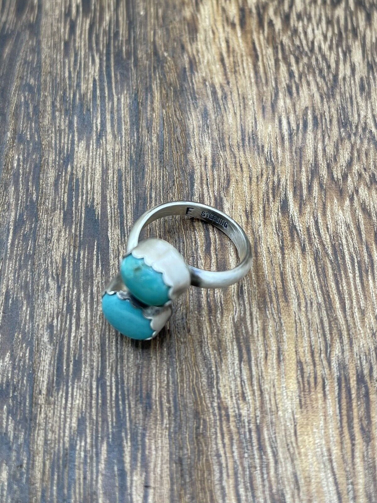 Native American Navajo Handmade Sterling Silver Turquoise Adjustable Ring 6 To 8