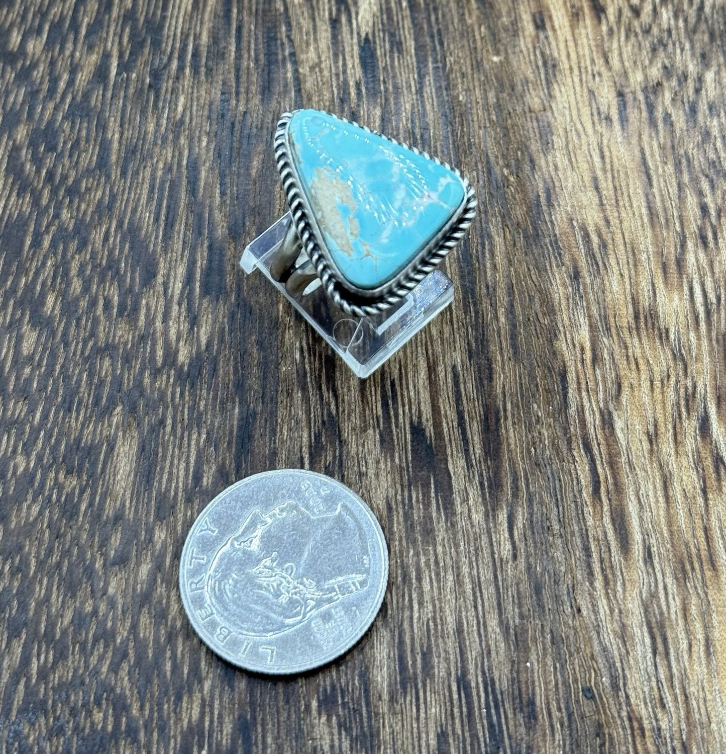 Native American Navajo Handmade Sterling Silver Royston Turquoise Ring Size 8