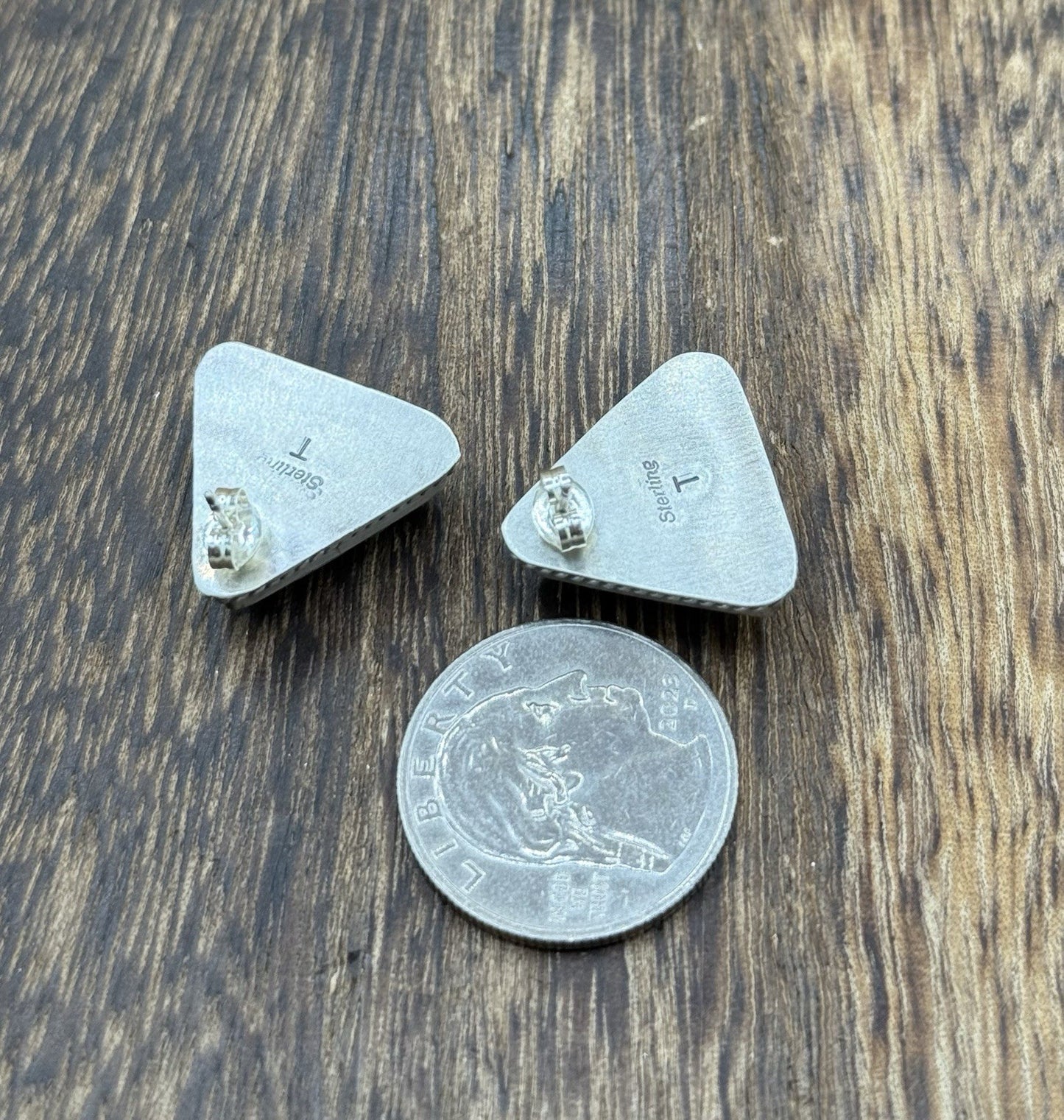 Native Navajo Handmade Sterling Silver Blue Glacier Turquoise Post Stud Earrings