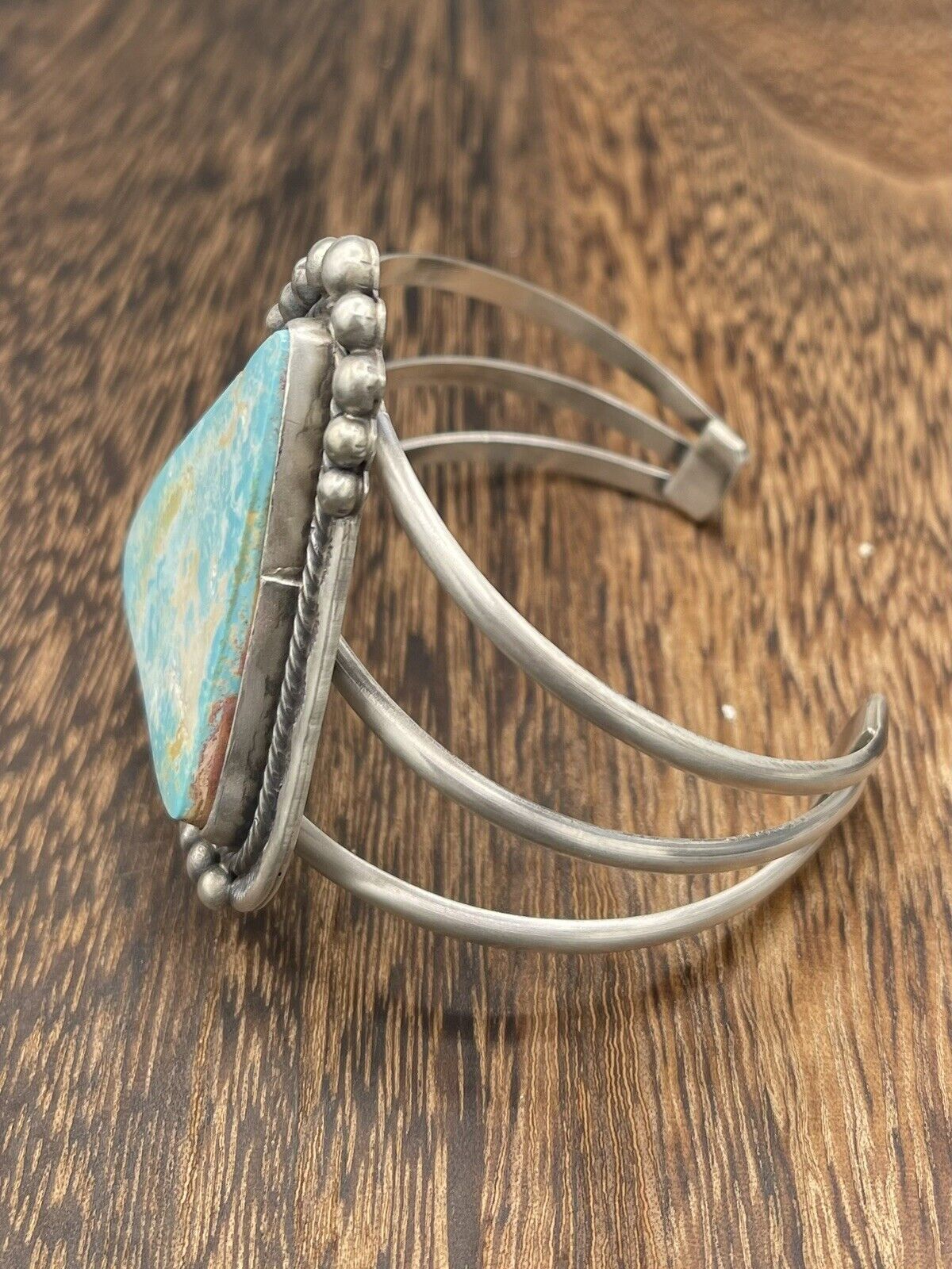 Native American Sterling Silver Navajo Handmade Natural Turquoise Cuff Bracelet