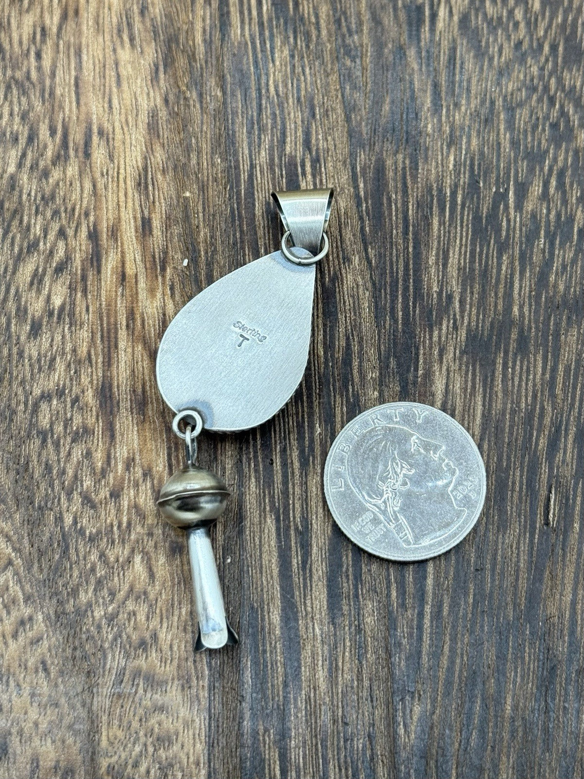 Native Navajo Handmade Sterling Silver Violet Rose Dahlia Dangle Blossom Pendant