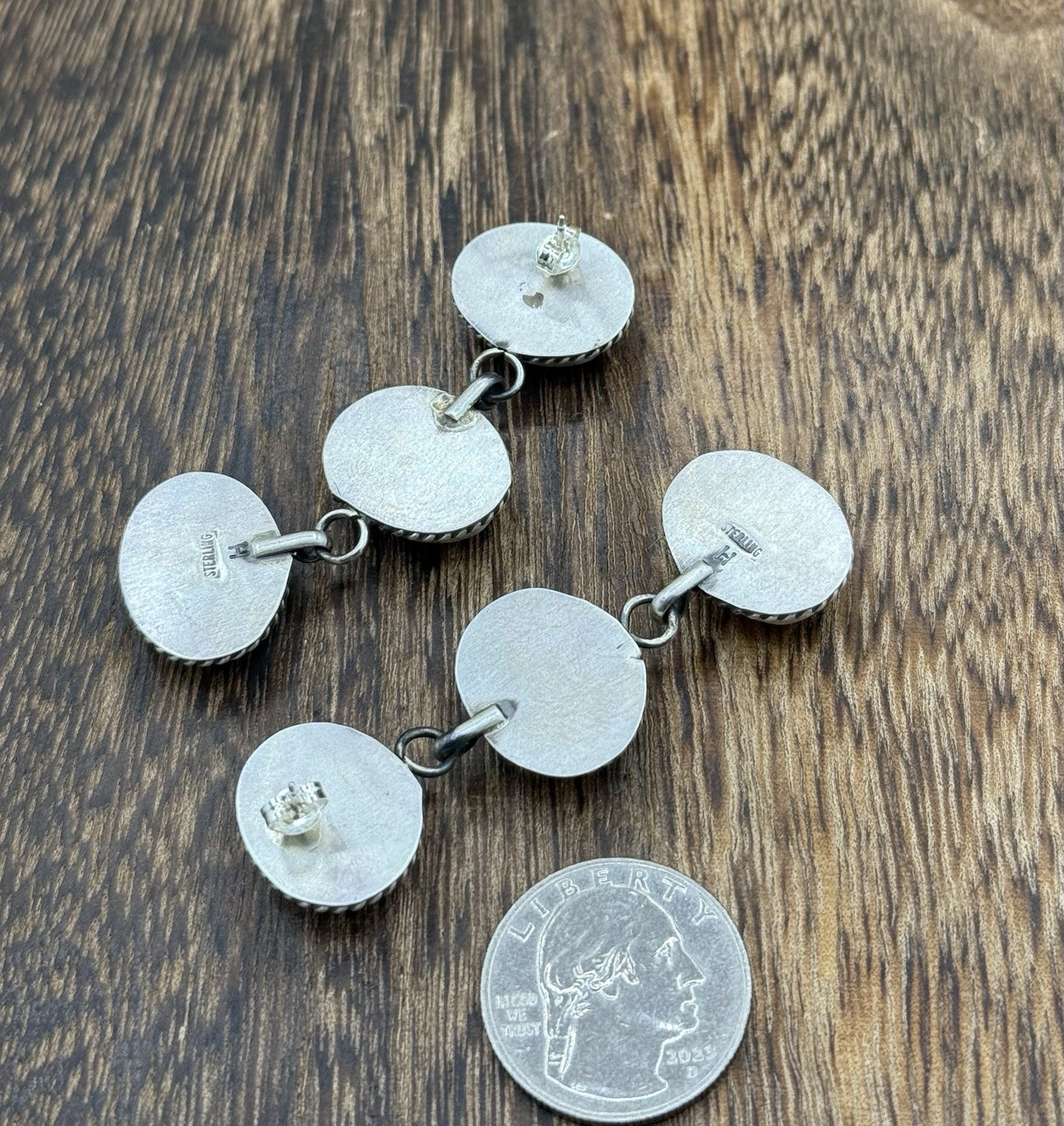 Native Navajo Handmade Sterling Silver Orange Spiny Oyster Post Dangle Earrings