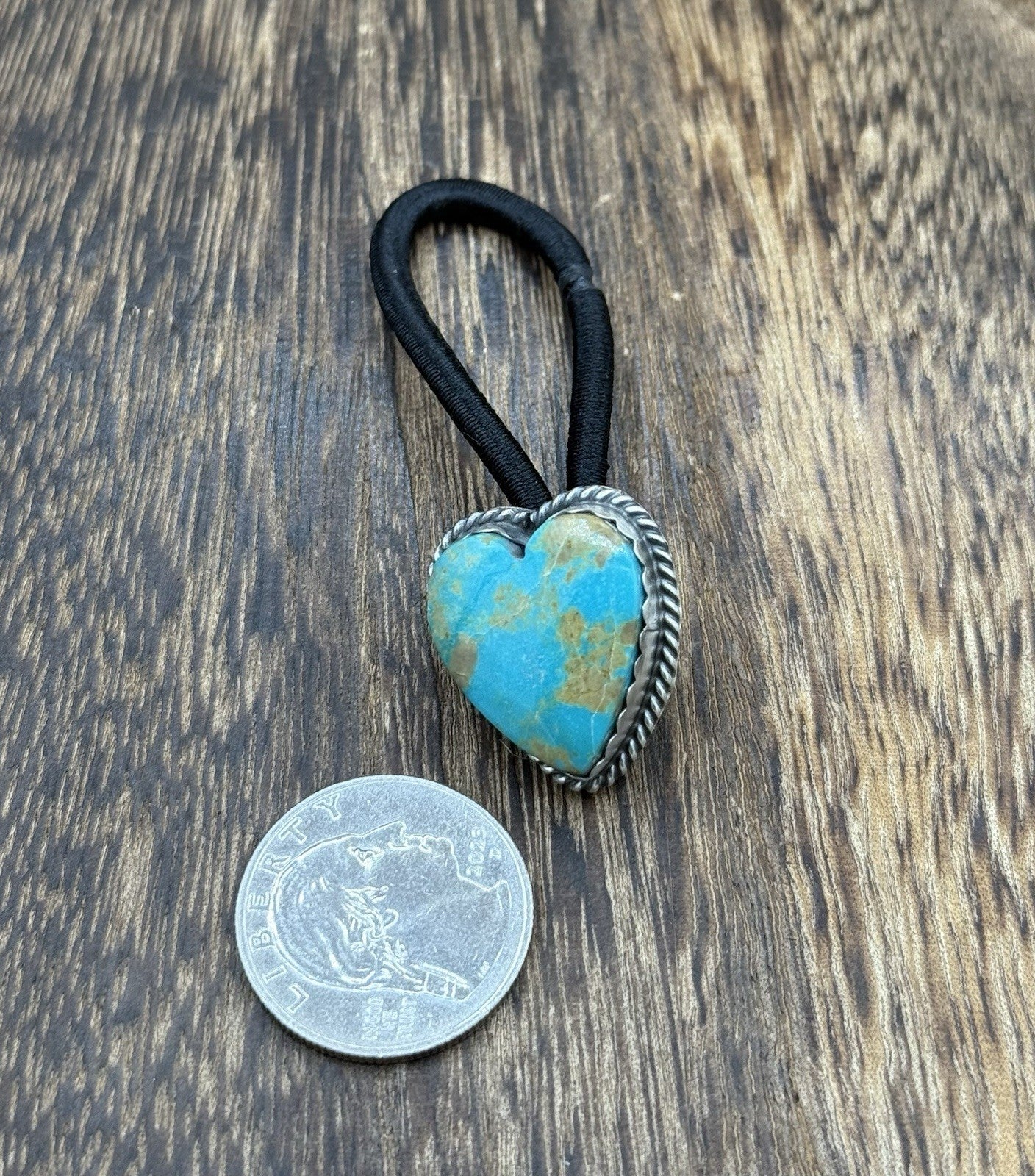 Native American Navajo Handmade Sterling Silver Kingman Turquoise Hair Tie