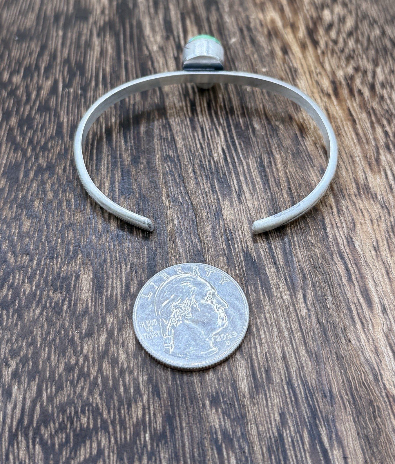 Navajo Handmade Sterling Silver Sonoran Gold Turquoise Stacker Cuff Bracelet