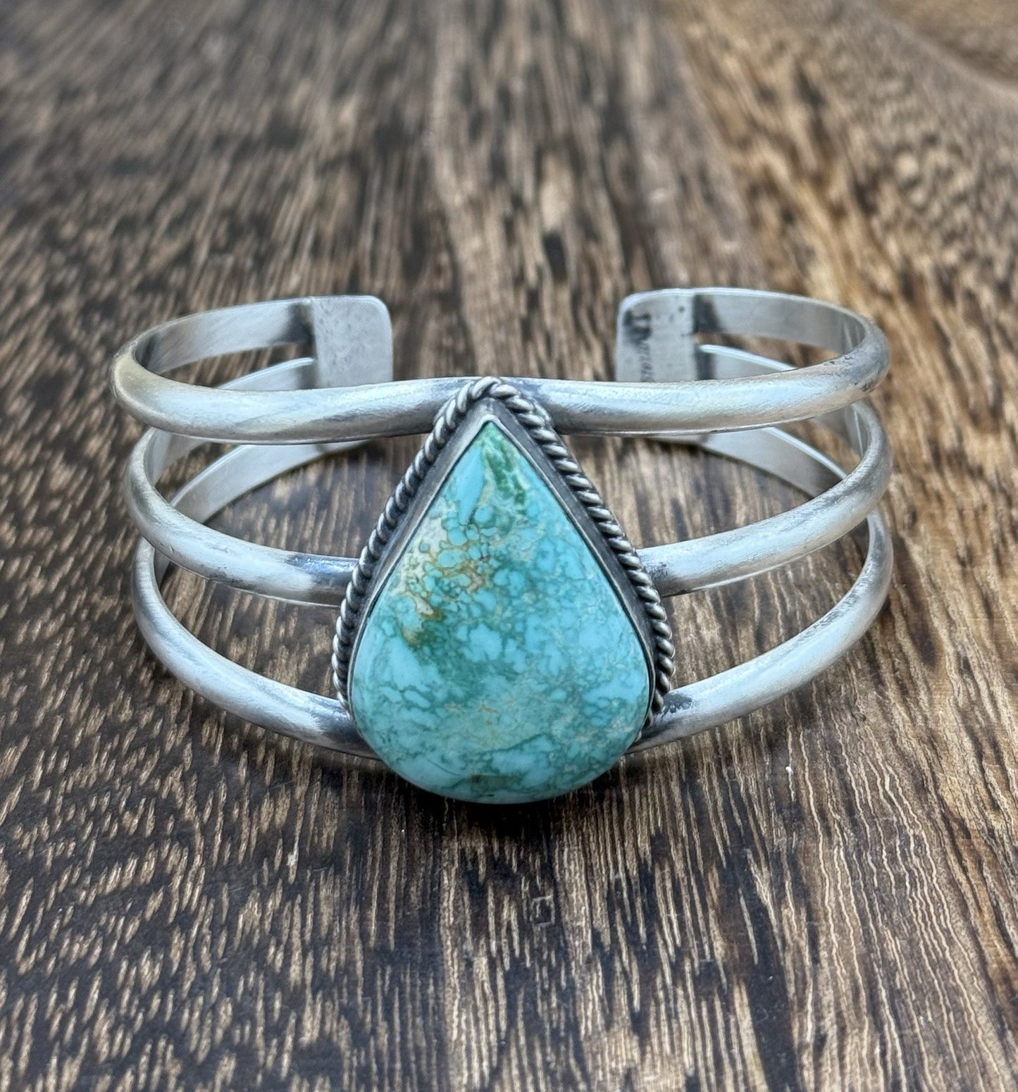 Native American Navajo Handmade Sterling Silver Royston Turquoise Cuff Bracelet