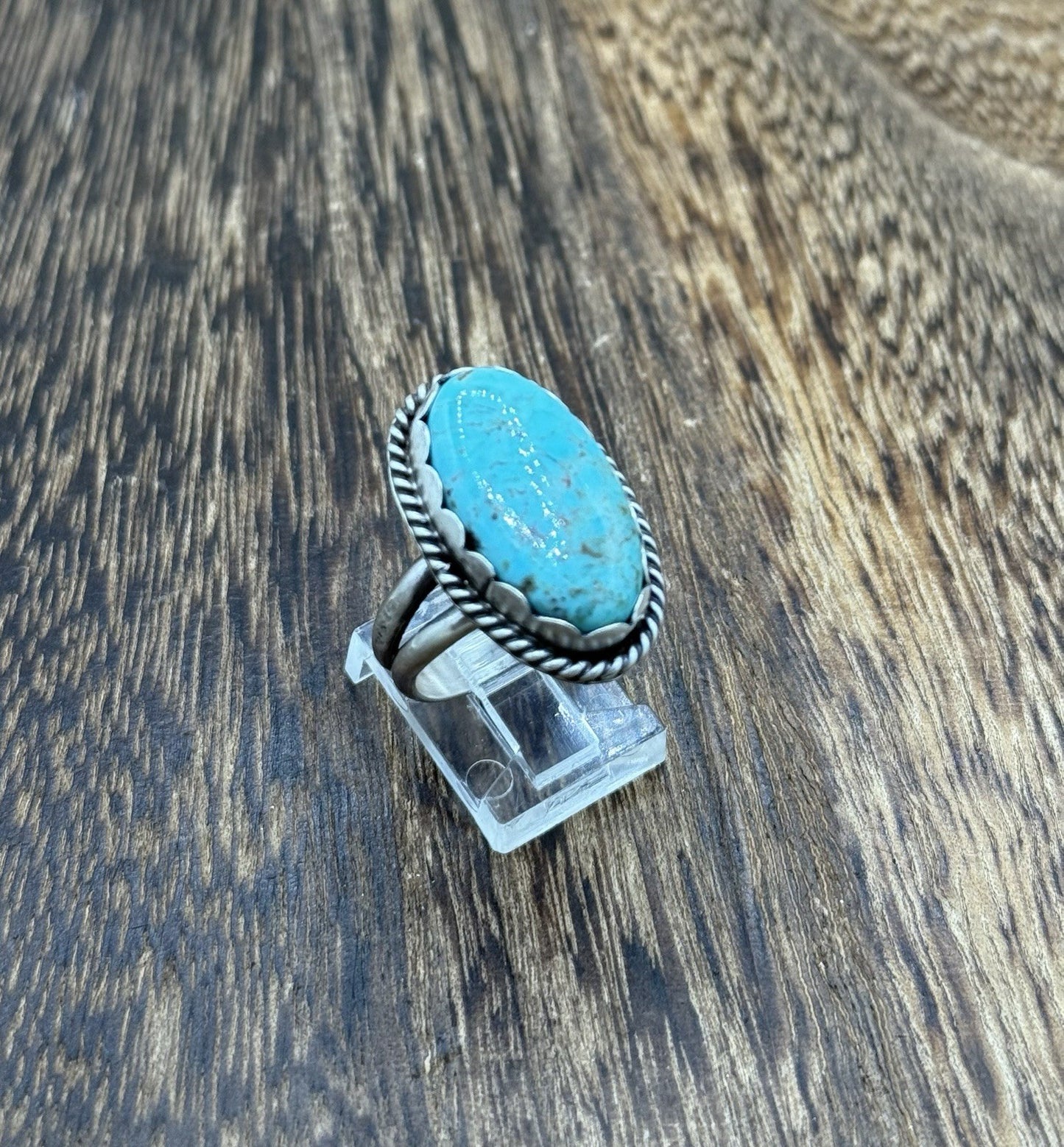 Native American Navajo Handmade Sterling Silver Royston Turquoise Ring Size 9
