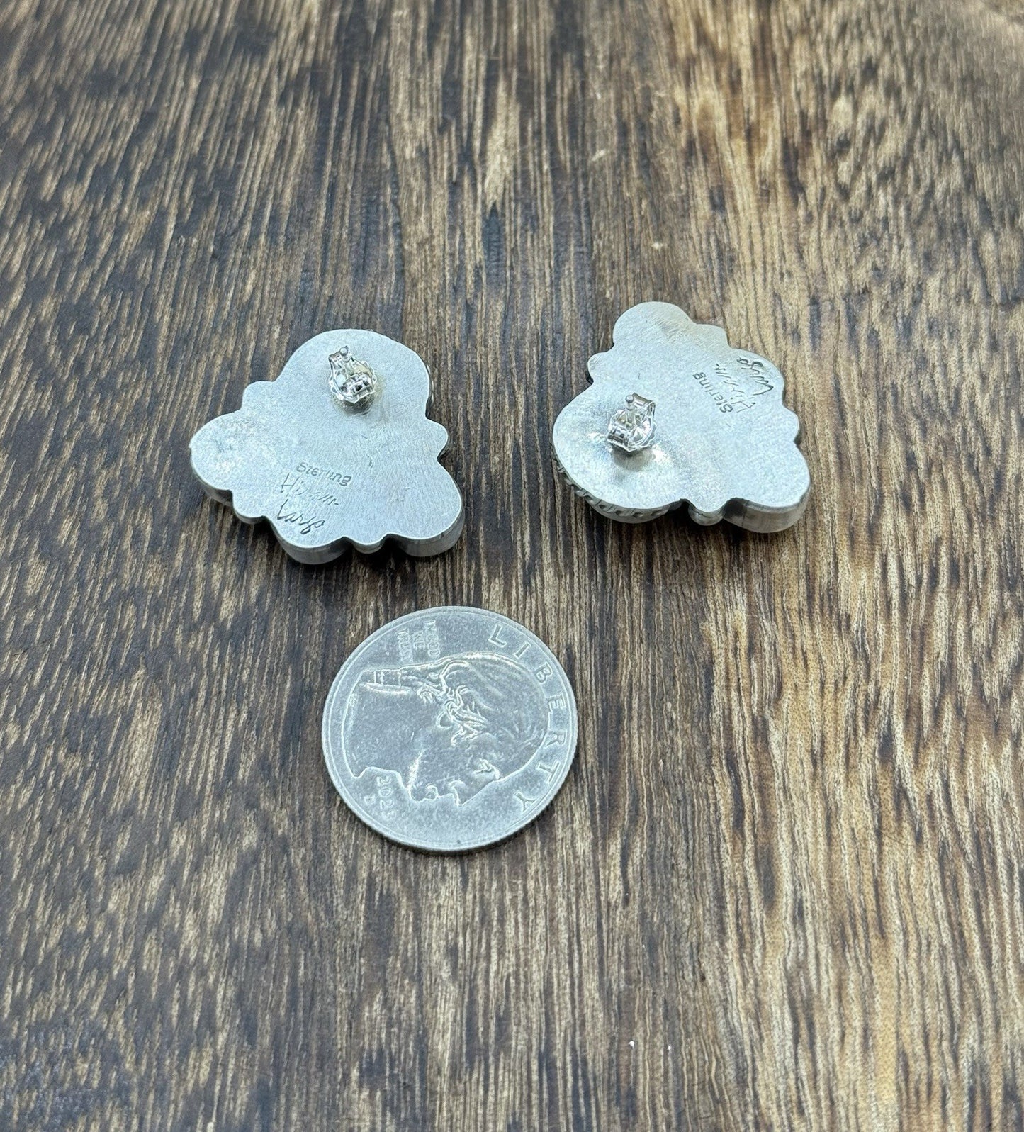 Native Navajo Handmade Sterling Silver Pink Conch Shell Cluster Earrings