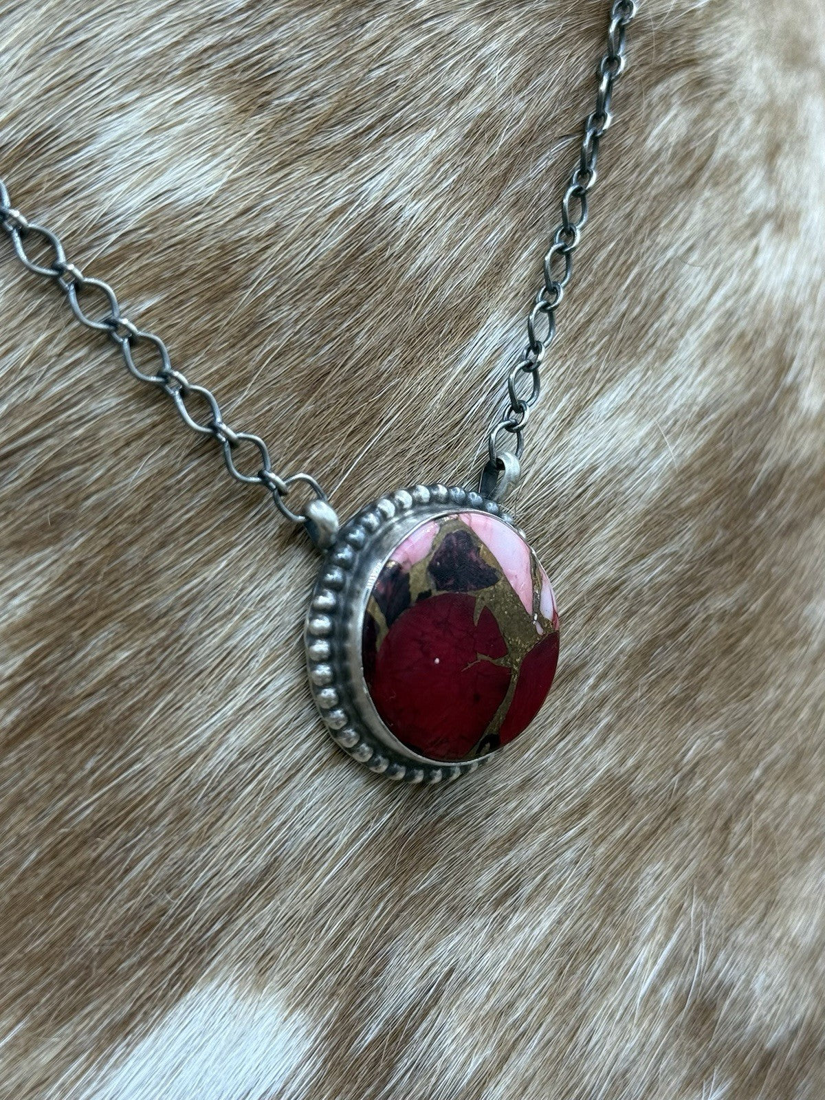 Native American Navajo Handmade Sterling Silver Dahlia Rose Bar Necklace 18”