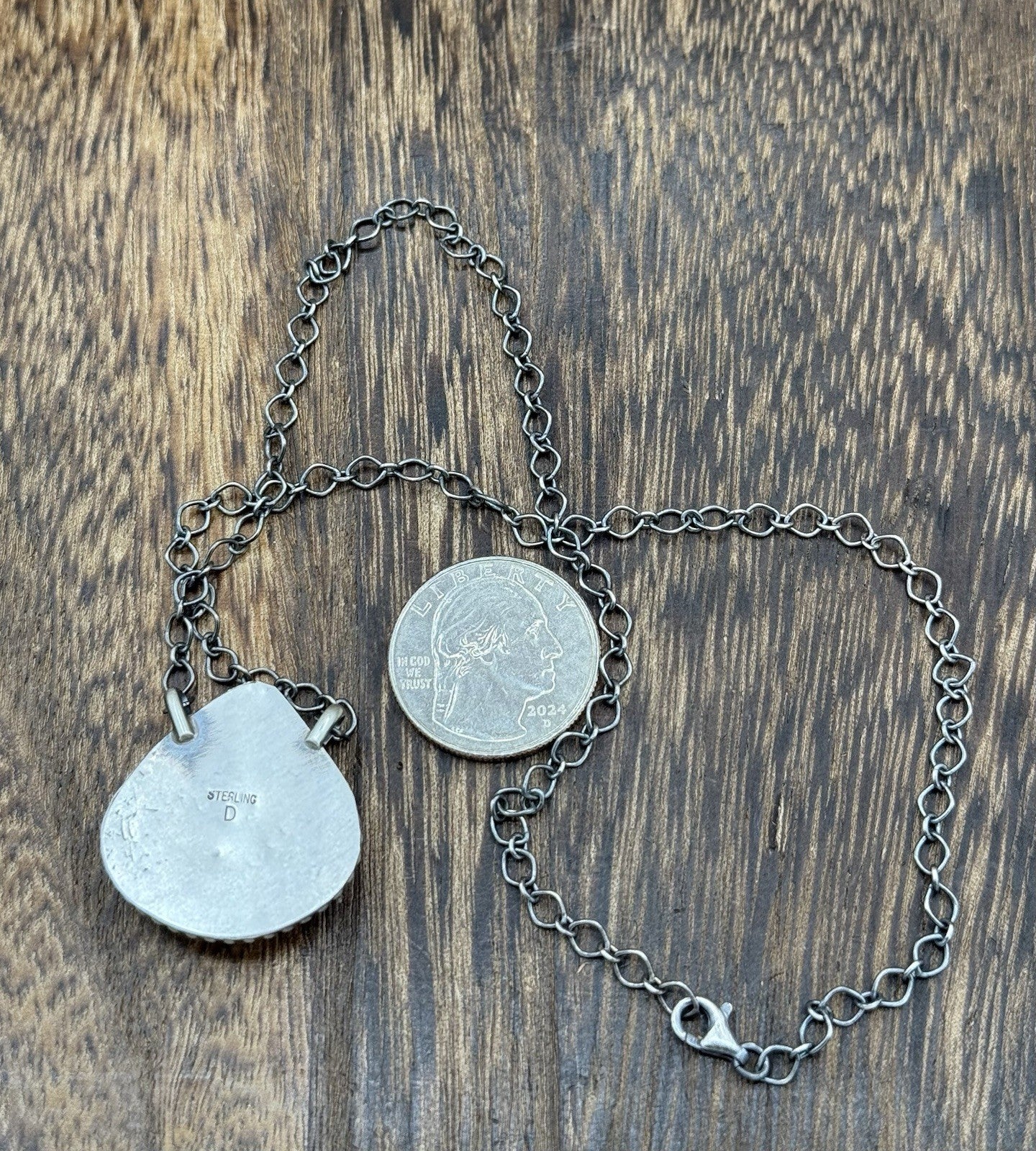 Native Navajo Handmade Sterling Silver Cotton Candy Dahlia Bar Necklace 18”
