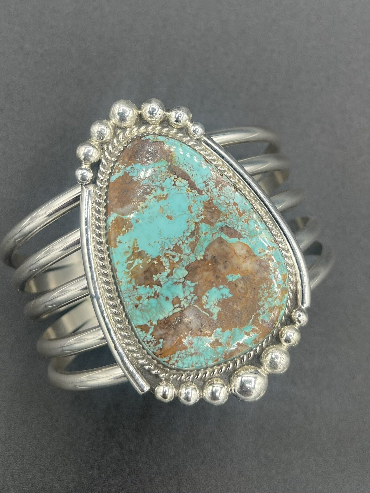 Native American Sterling Silver Navajo Handmade Natural Turquoise Cuff Bracelet