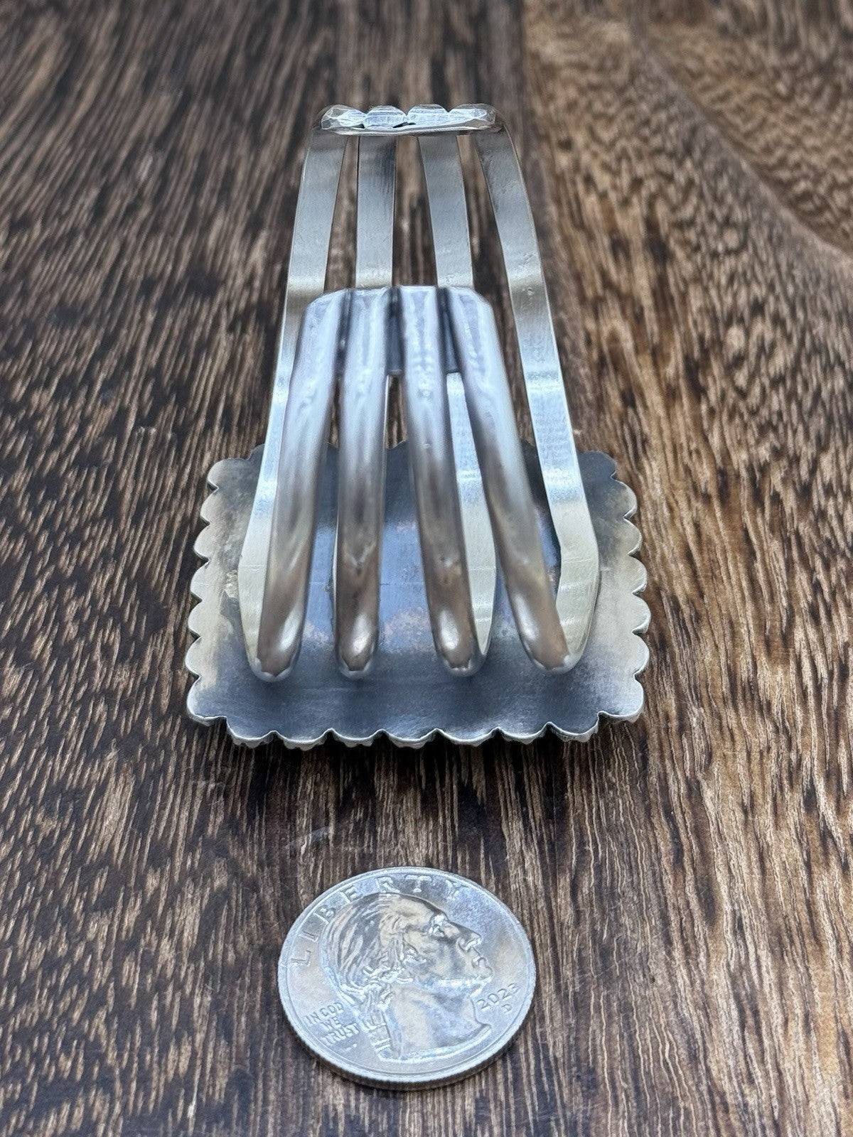 Native Navajo Handmade Sterling Silver Morenci Turquoise Old Look Cuff Bracelet