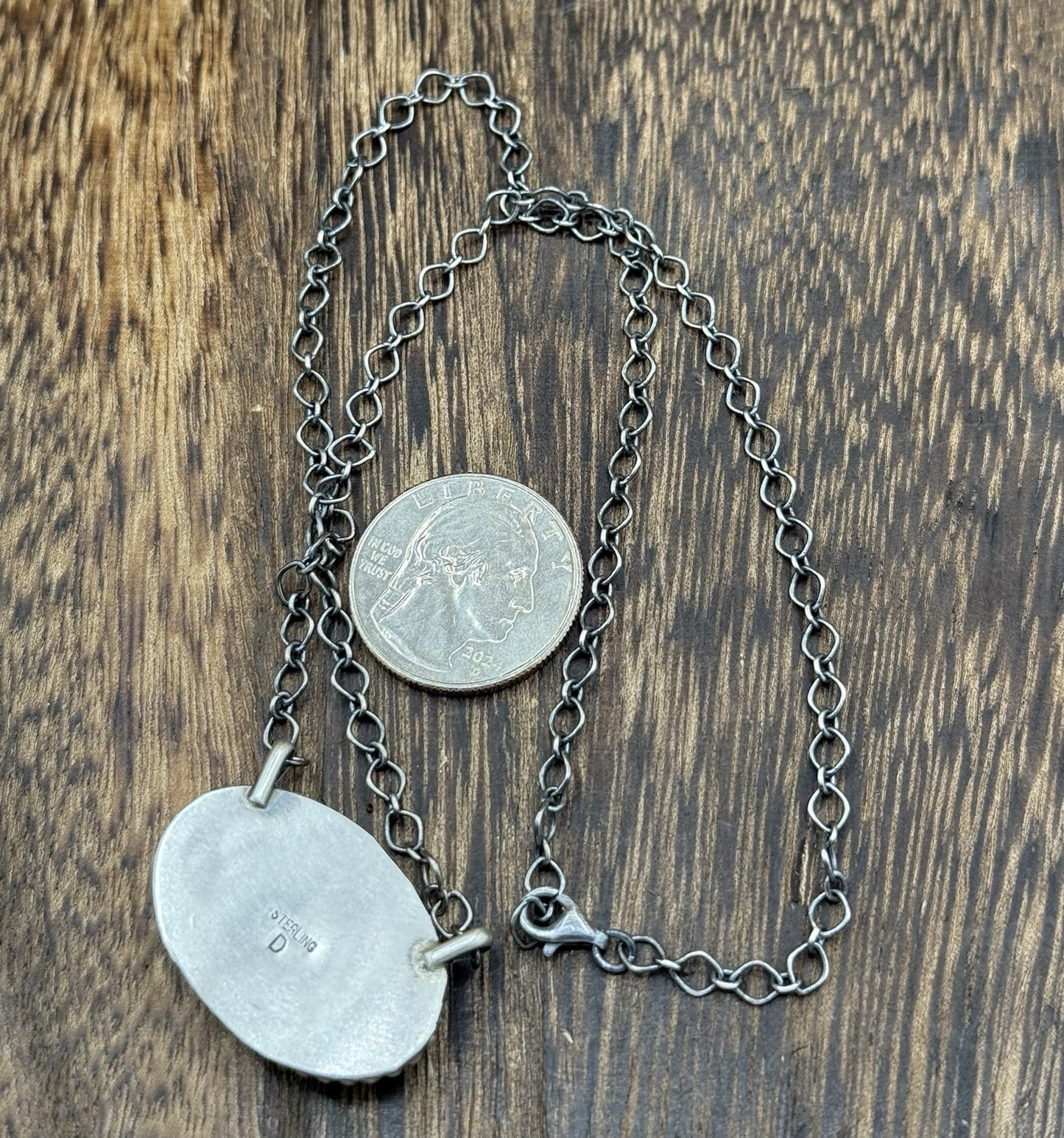 Native American Navajo Handmade Sterling Silver Dahlia Rose Bar Necklace 18”