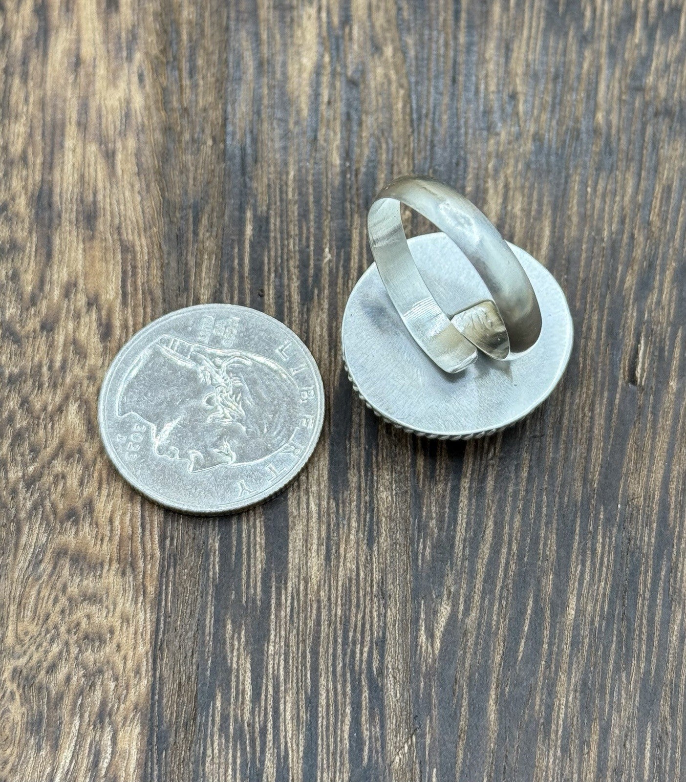 Navajo Handmade Sterling Silver Violet Rose Adjustable Ring  Size 7 To 10