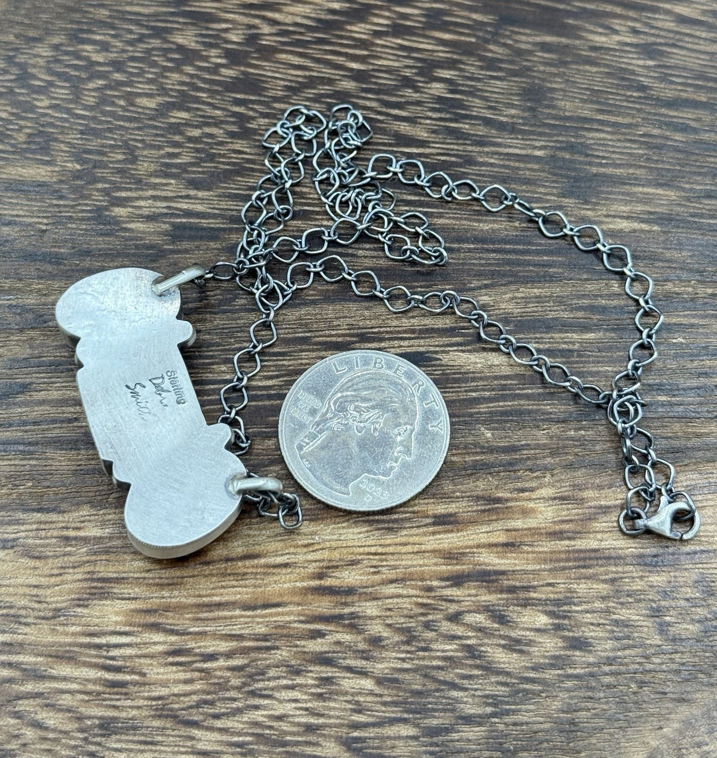 Navajo Handmade Sterling Silver Orange Spiny Oyster Cluster Bar Necklace 18”