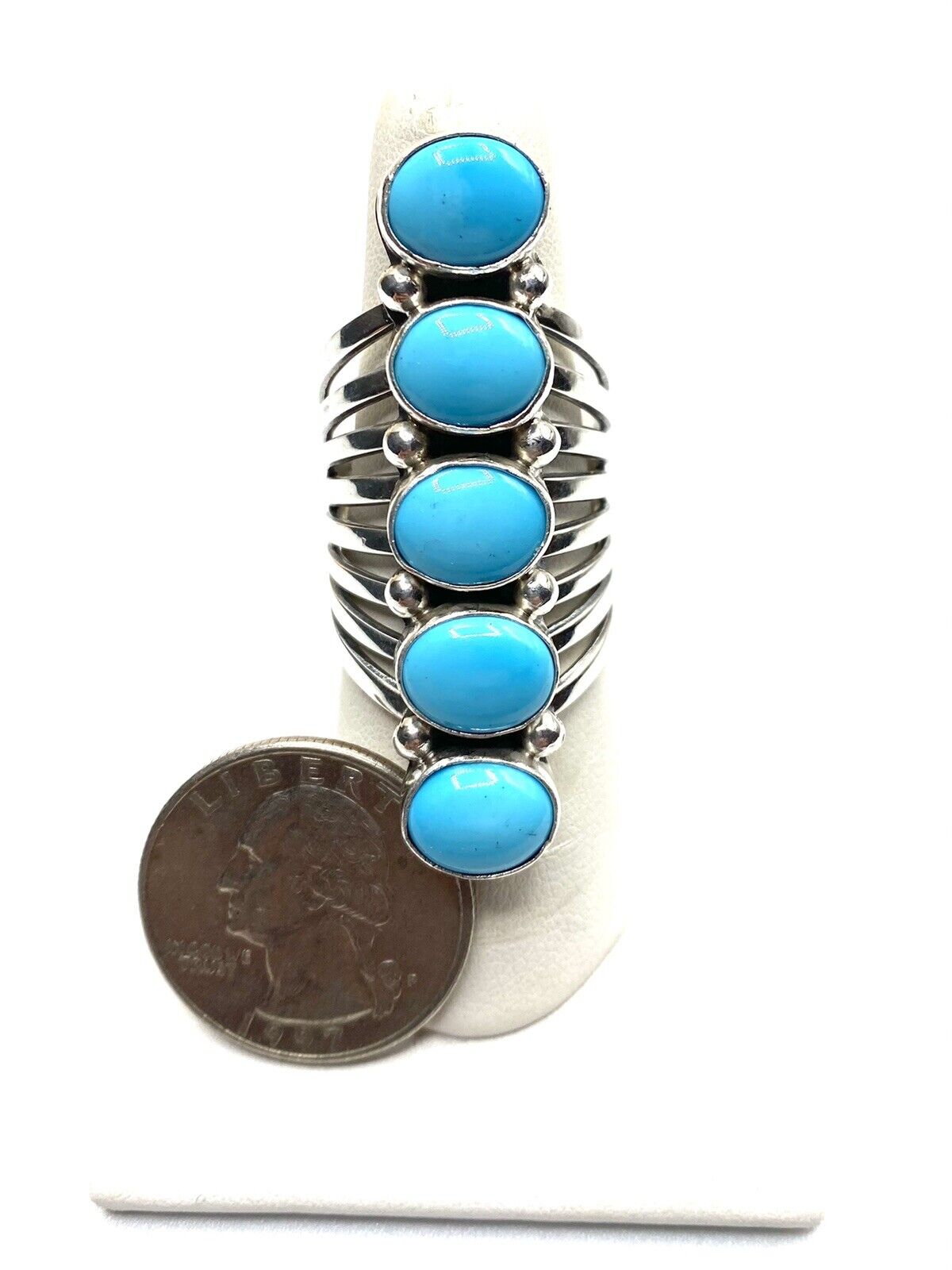 Native American Sterling Navajo Handmade Sleeping Beauty Turquoise Ring Size 6