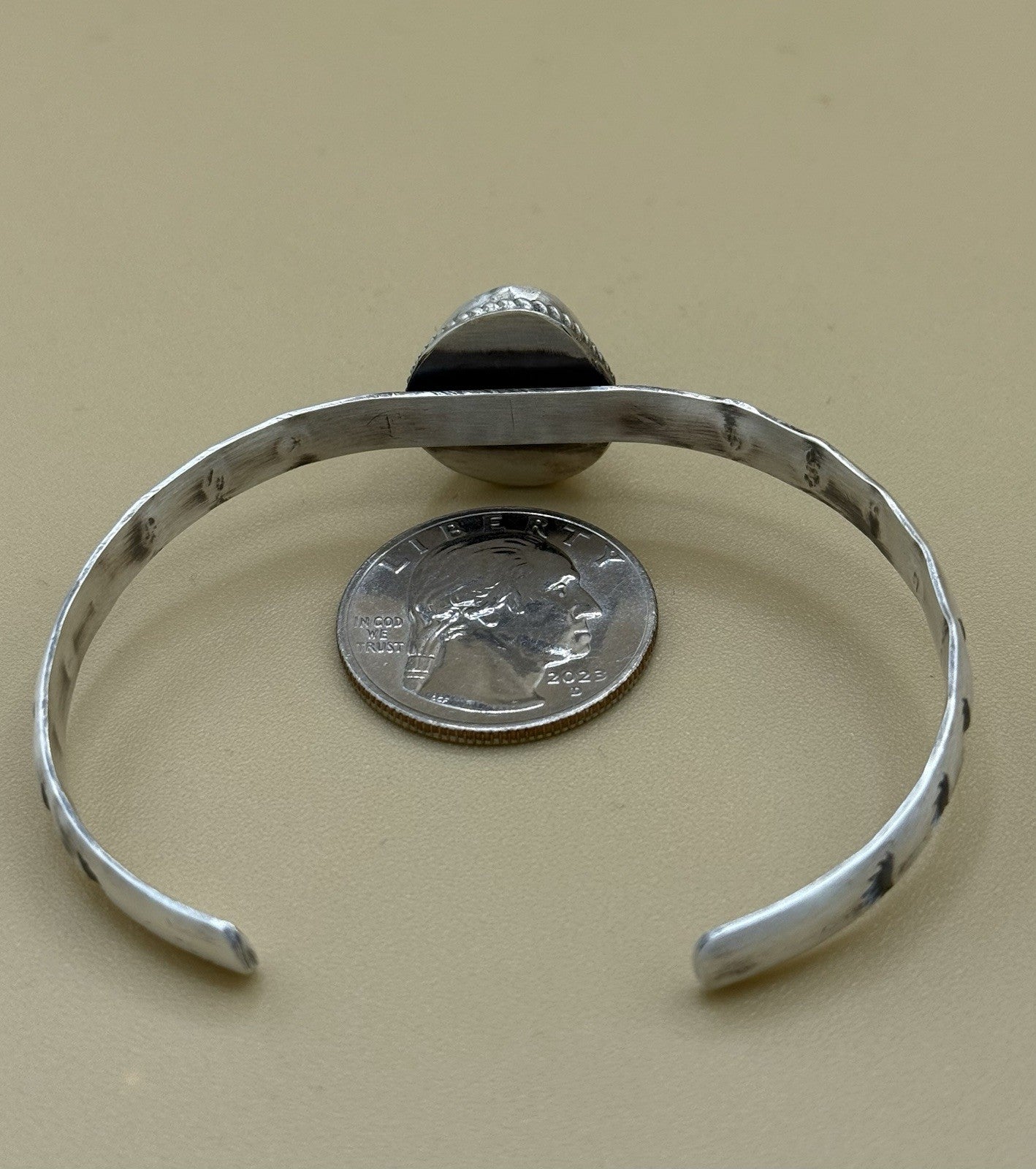 Native Navajo Handmade Sterling Silver Kingman Turquoise Stacker Cuff Bracelet