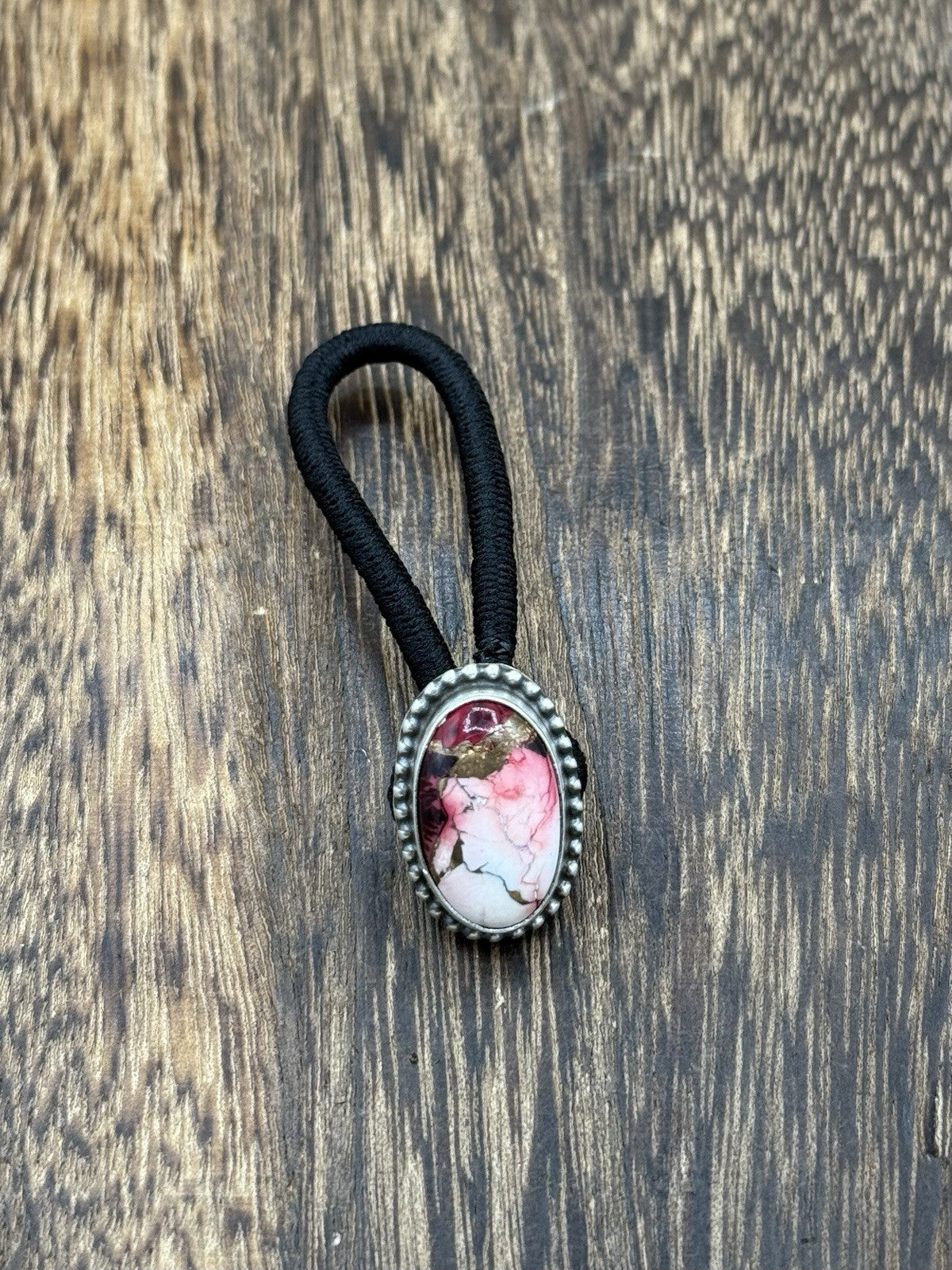 Native American Navajo Handmade Sterling Silver Dahlia Rose Hair Tie