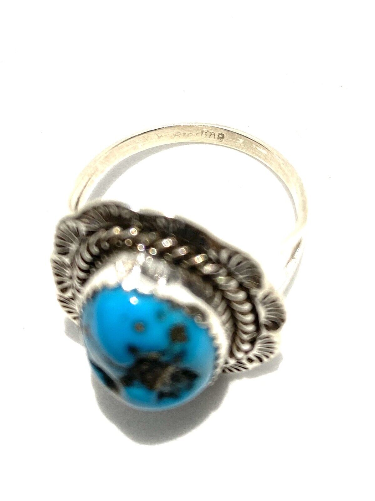 Native American Sterling Navajo Handmade Natural Turquoise Ring Size 9