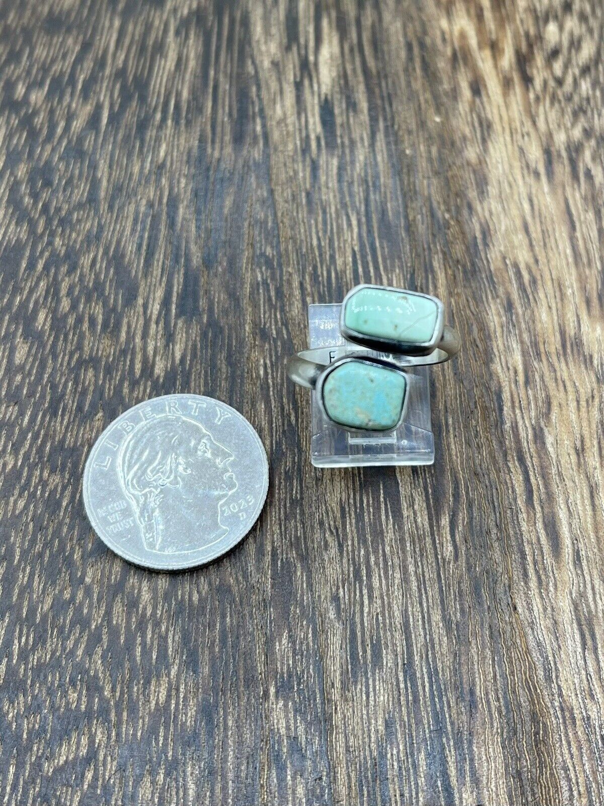 Native American Navajo Handmade Sterling Silver Turquoise Adjustable Ring 6 To 8