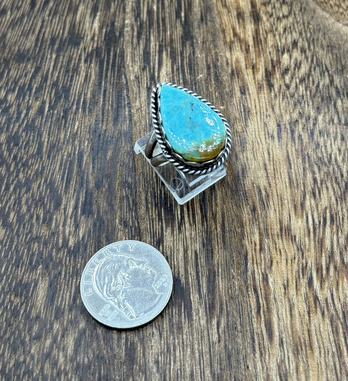 Native American Navajo Handmade Sterling Silver Royston Turquoise Ring Size 8