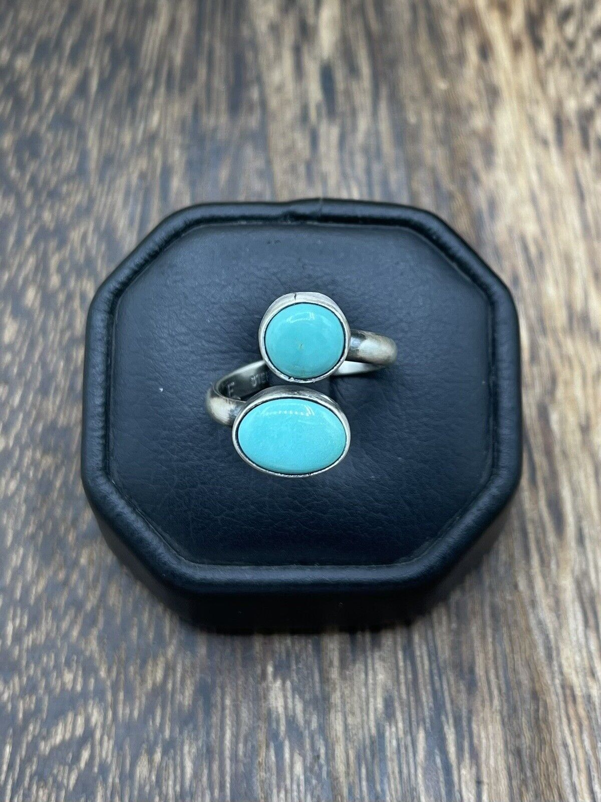 Native American Navajo Handmade Sterling Silver Turquoise Adjustable Ring 6 To 8