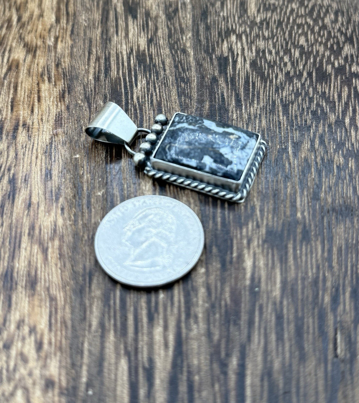 Native American Navajo Handmade Sterling Silver White Buffalo Pendant Old Look