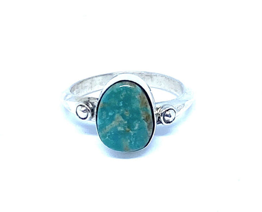 Native American Sterling Silver Navajo Handmade Natural Turquoise Ring Size 9