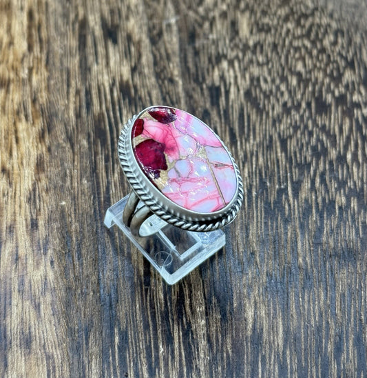 Navajo Handmade Sterling Silver Dahlia Rose Adjustable Ring Size 7 To 10