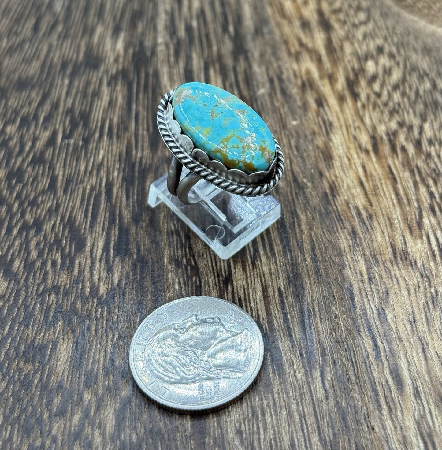 Native American Navajo Handmade Sterling Silver Royston Turquoise Ring Size 7