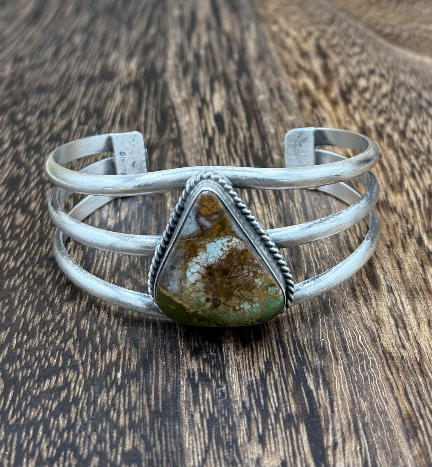 Native American Navajo Handmade Sterling Silver Royston Turquoise Cuff Bracelet