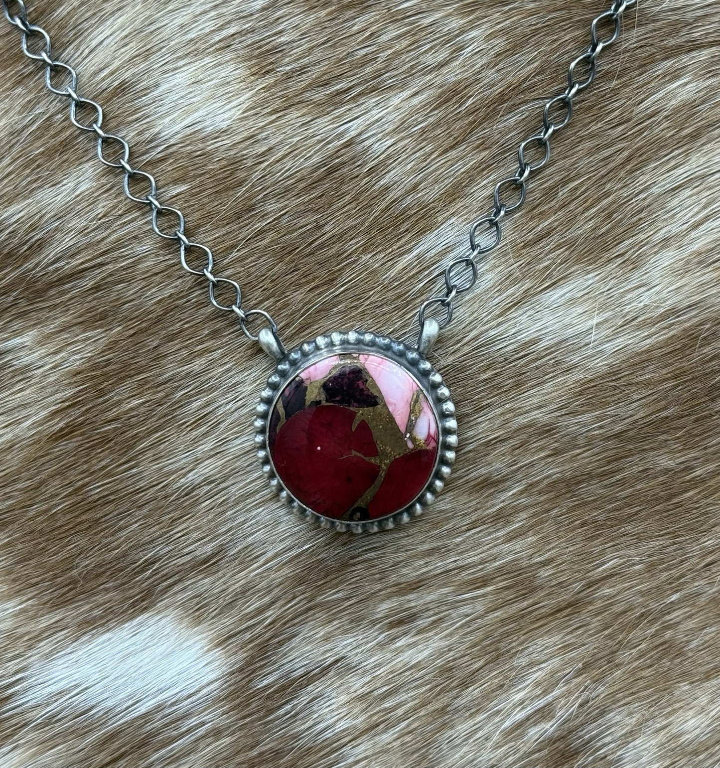 Native American Navajo Handmade Sterling Silver Dahlia Rose Bar Necklace 18”