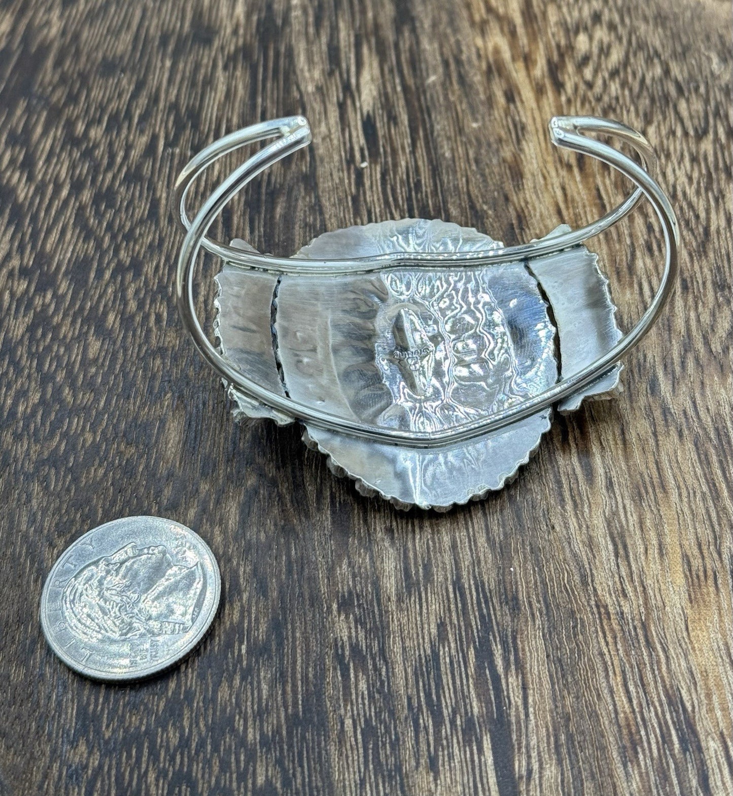 Native American Navajo Handmade Sterling Silver Turquoise Cluster Cuff Bracelet