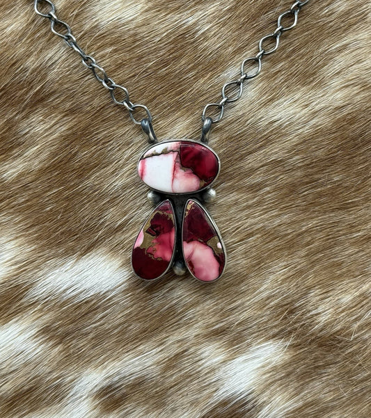 Navajo Handmade Sterling Silver Dahlia Rose Cluster Bar Necklace 18”