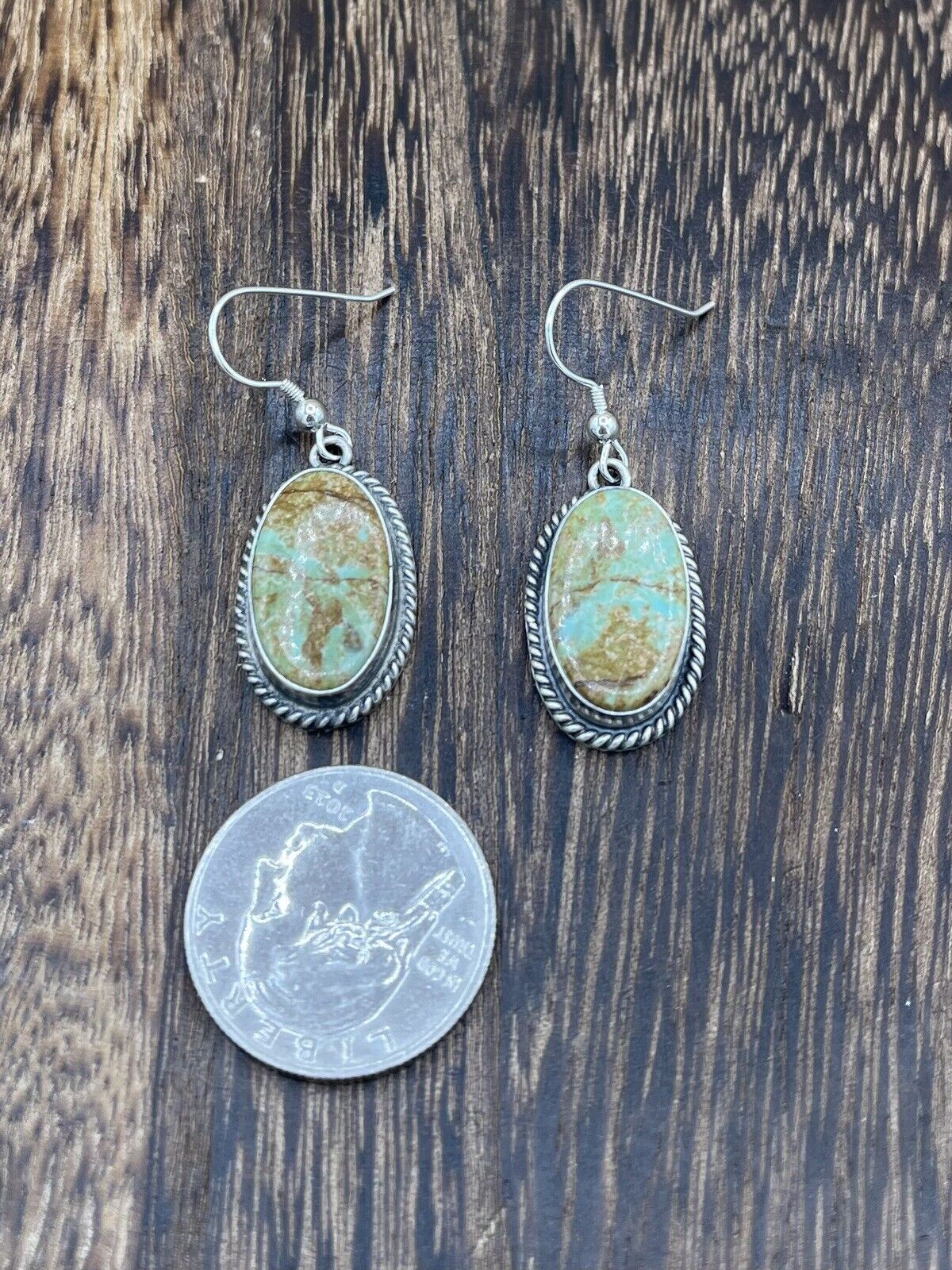 Navajo Handmade Sterling Silver Sonoran Turquoise Dangle Earrings By Byron Begay