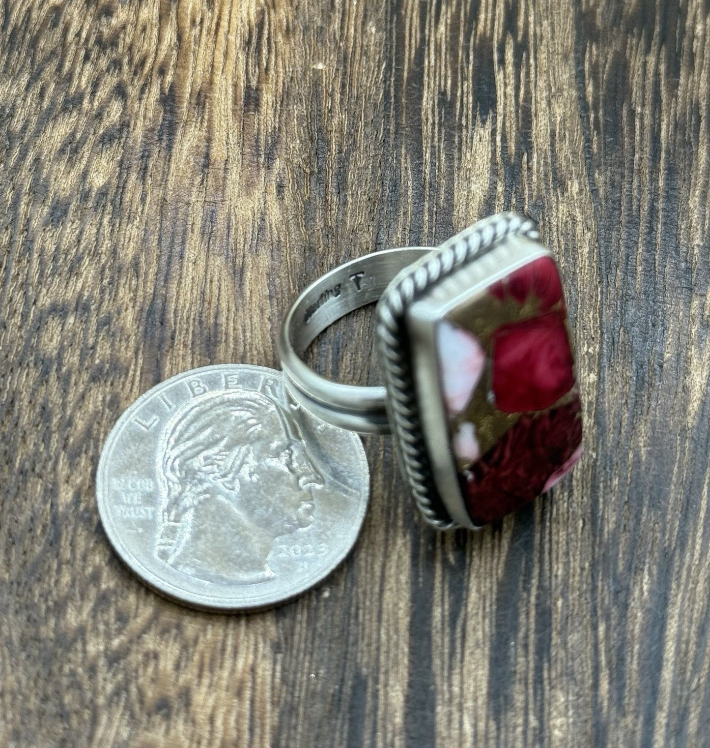Navajo Handmade Sterling Silver Dahlia Rose Adjustable Ring Size 7 To 10