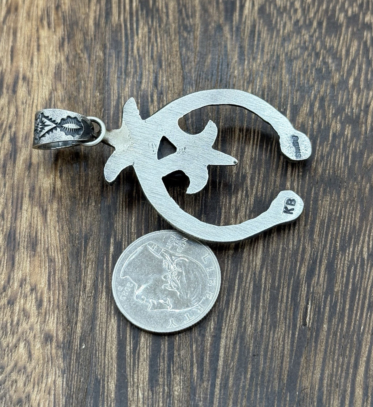 Navajo Handmade Sterling Silver Golden Hills Turquoise Naja Pendant Kevin Billah