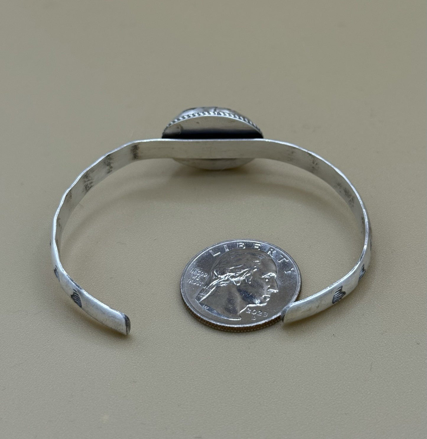 Navajo Handmade Sterling Silver Golden Hills Turquoise Stacker Cuff Bracelet