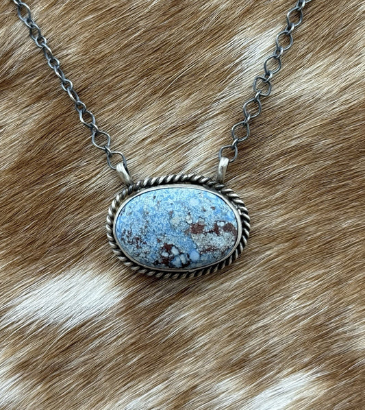 Native Navajo Handmade Sterling Silver Golden Hills Turquoise Bar Necklace 18”