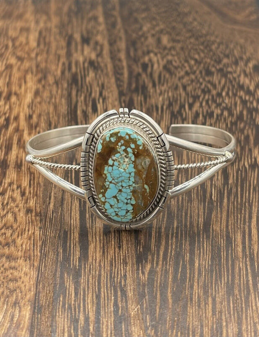 Native American Sterling Silver Navajo Handmade Natural Turquoise Cuff Bracelet