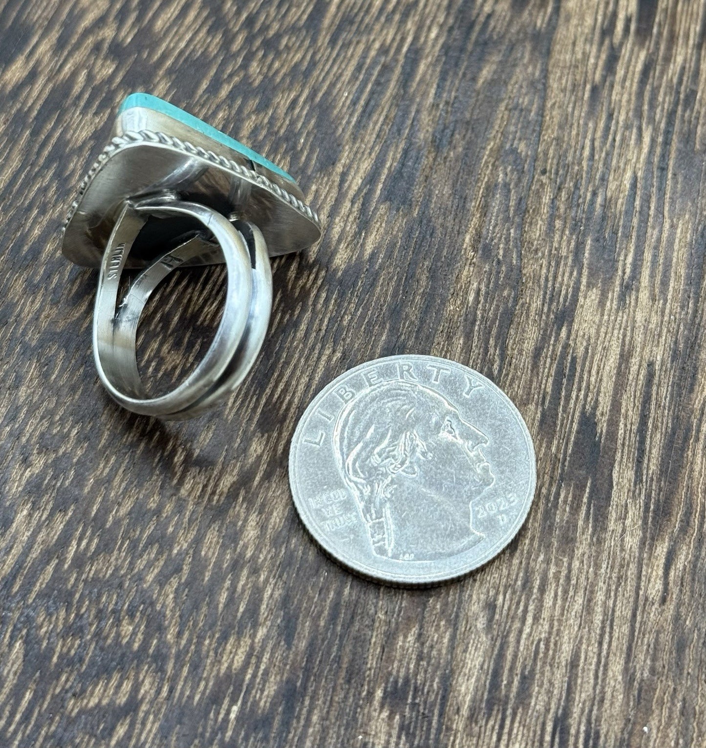 Native American Navajo Handmade Sterling Silver Royston Turquoise Ring Size 8