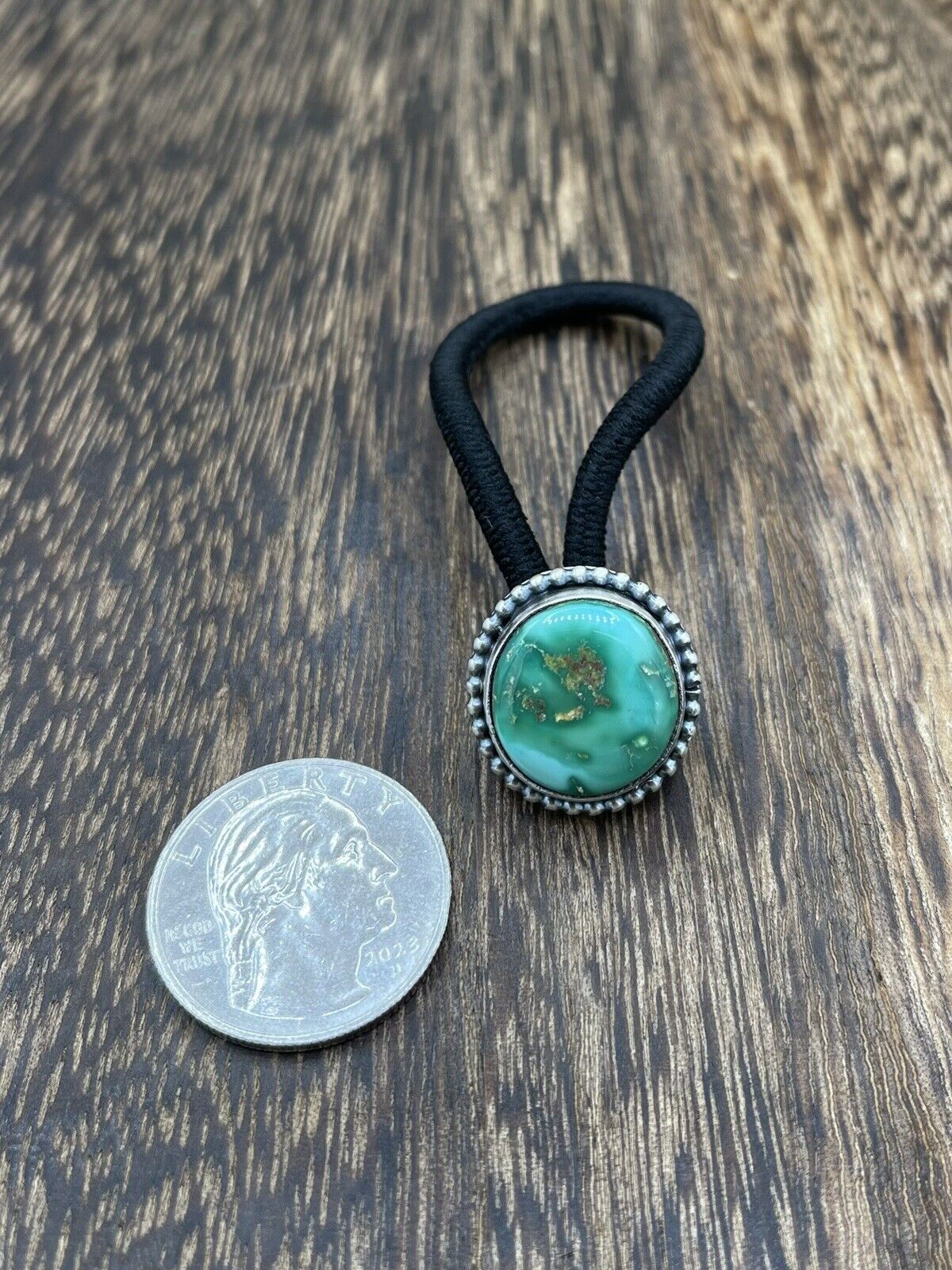 Native American Navajo Handmade Sterling Silver Turquoise Hair Tie Scott Skeets