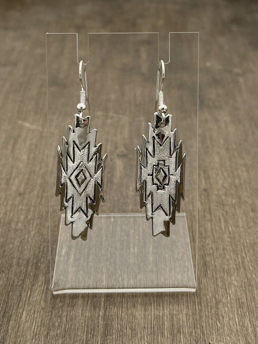 Native American Sterling Silver Navajo Handmade Dangle Earrings