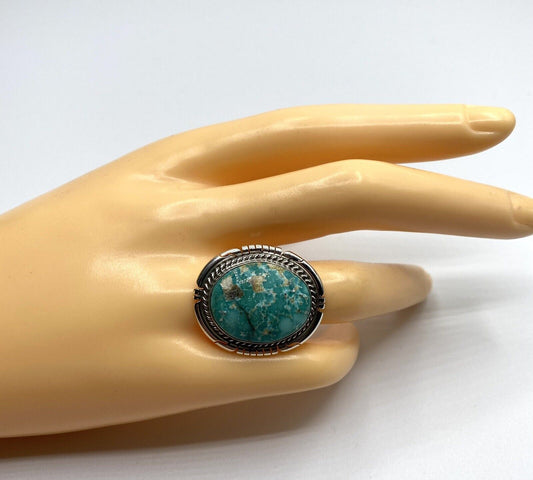 Native American Sterling Navajo Handmade Sonoran Rose Turquoise Ring Size 9