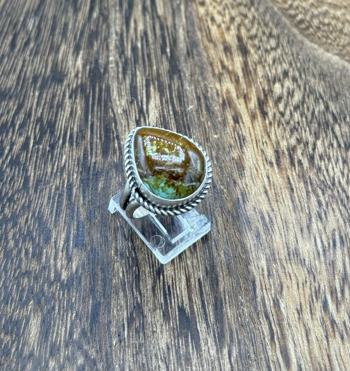 Native American Navajo Handmade Sterling Silver Royston Turquoise Ring Size 8