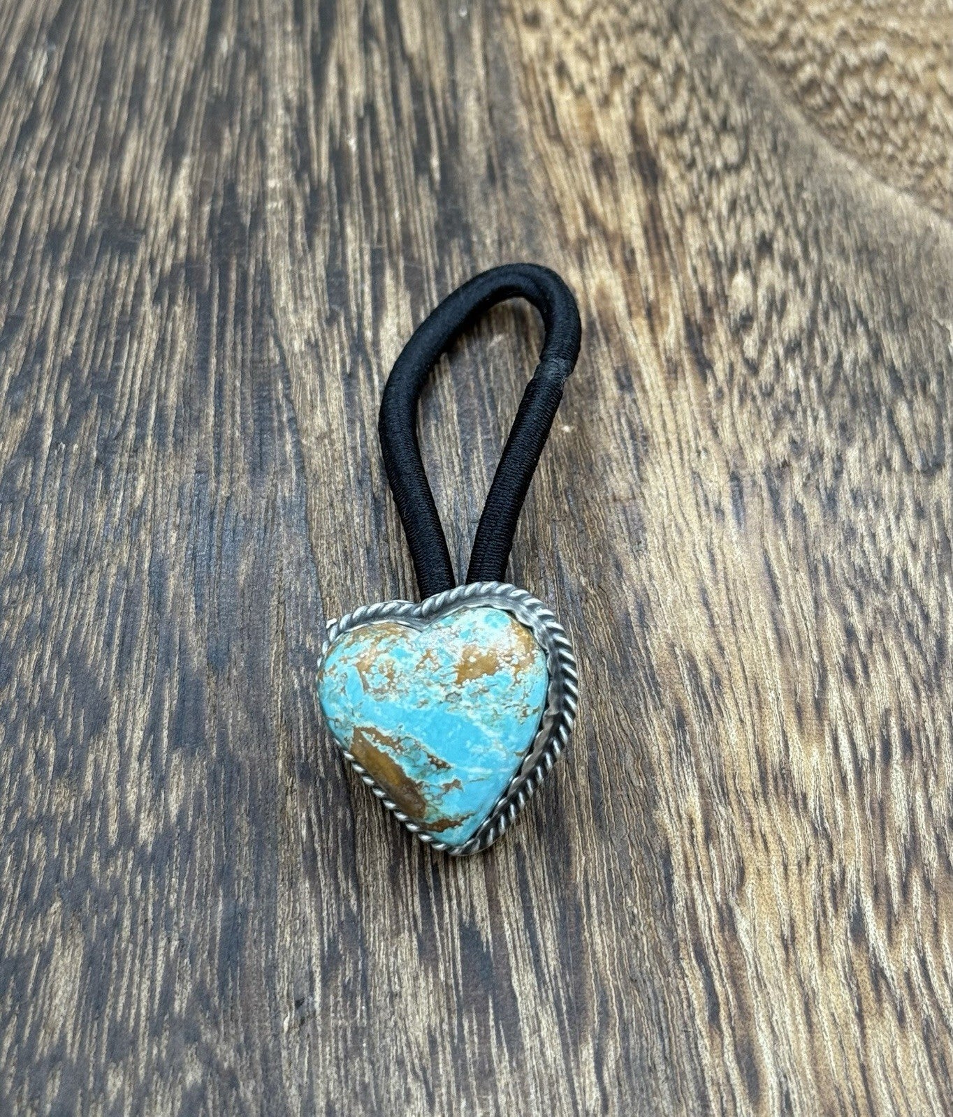 Native American Navajo Handmade Sterling Silver Kingman Turquoise Hair Tie