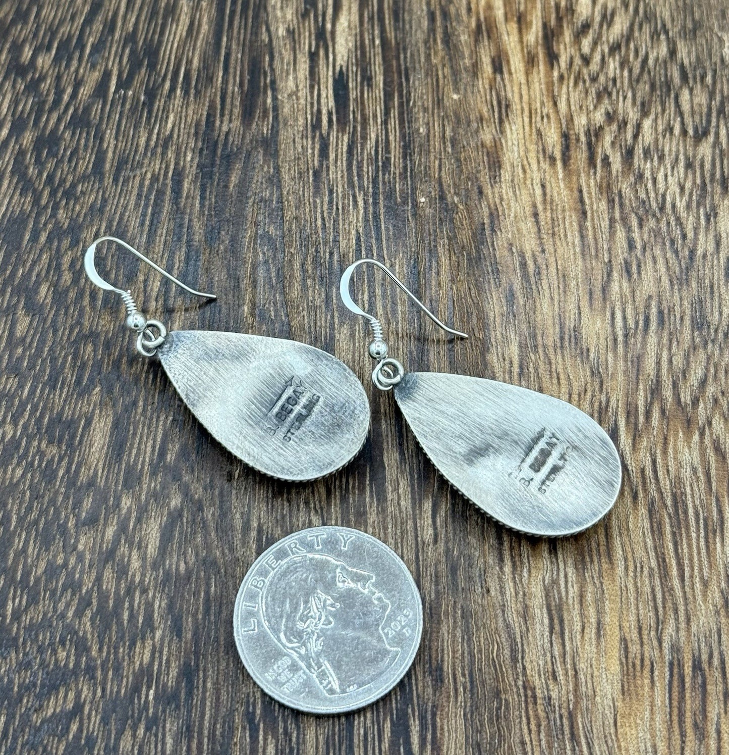Navajo Handmade Sterling Silver Violet Rose Dahlia Dangle Drop Earrings Byron B.